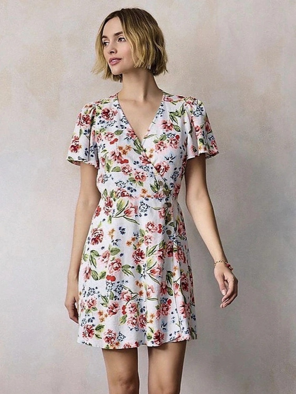 NEW…LC Lauren Conrad Button Wrap Floral Dress